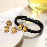 Personalized Engraved Name Bracelet Men Leather Fathers Gift