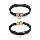 Personalized Engraved Name Bracelet Men Leather Fathers Gift
