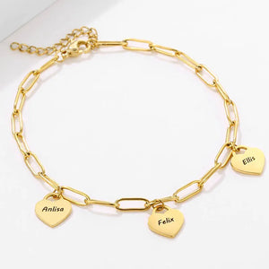 Personalized Engraved Name Bracelet with Heart Charm
