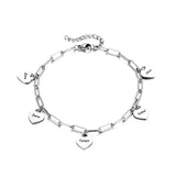 Personalized Engraved Name Bracelet with Heart Charm