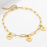 Personalized Engraved Name Bracelet with Heart Charm