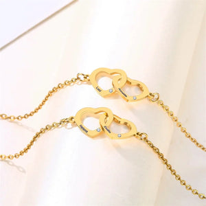 Custom Engraved Name Bracelet - Stainless Steel Chain - 2 Names Zircon Heart