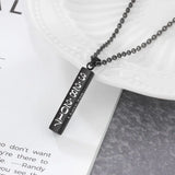 Personalized Engraved Name Date Necklace Stainless Steel Vertical Bar Pendant