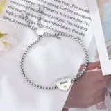 Personalized Heart Bracelet with Birthstone Stainless Steel Adjustable Chain