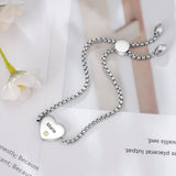 Personalized Heart Bracelet with Birthstone Stainless Steel Adjustable Chain
