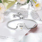 Personalized Heart Bracelet with Birthstone Stainless Steel Adjustable Chain