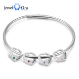 Personalized Heart Charm Bracelet with Birthstones