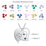 Personalized Engraved Heart Necklace with Birthstone Pendant