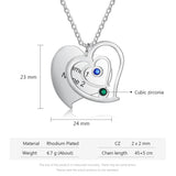 Personalized Engraved Heart Necklace with Birthstone Pendant