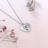Personalized Engraved Heart Necklace with Birthstone Pendant