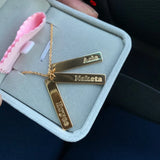 Personalized Engraved Name Symbol Vertical Bar Necklace