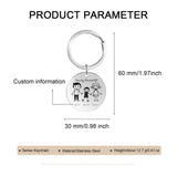 Engraved Parents Kids Name Family Keychain Stainless Steel Round Keyring