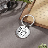 Engraved Parents Kids Name Family Keychain Stainless Steel Round Keyring