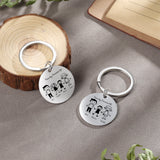 Engraved Parents Kids Name Family Keychain Stainless Steel Round Keyring
