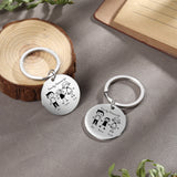 Engraved Parents Kids Name Family Keychain Stainless Steel Round Keyring