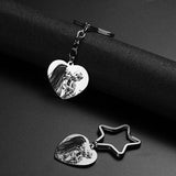 Personalized Engraved Photo Calendar Keychain Heart Star Keyring Name Key chain