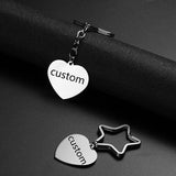 Personalized Engraved Photo Calendar Keychain Heart Star Keyring Name Key chain