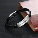 Engraved Stainless Steel Bar Bracelet Green Brown Wristband Father Gift