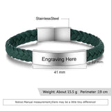 Engraved Stainless Steel Bar Bracelet Green Brown Wristband Father Gift