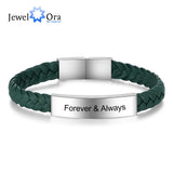Engraved Stainless Steel Bar Bracelet Green Brown Wristband Father Gift