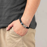 Engraved Stainless Steel Bar Bracelet Green Brown Wristband Father Gift