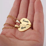 Personalized Stainless Steel Broken Heart Necklace Set