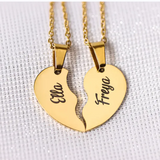Personalized Stainless Steel Broken Heart Necklace Set