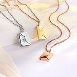Engraved Stainless Steel Necklace Romantic Love Letter Envelope Pendant