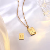 Engraved Stainless Steel Necklace Romantic Love Letter Envelope Pendant