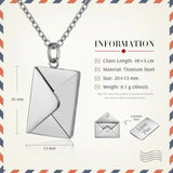 Engraved Stainless Steel Necklace Romantic Love Letter Envelope Pendant