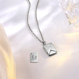 Engraved Stainless Steel Necklace Romantic Love Letter Envelope Pendant