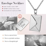Engraved Stainless Steel Necklace Romantic Love Letter Envelope Pendant