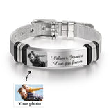 Custom Engraved Stainless Steel Wristband - Personalized Photo & Text Bracelet