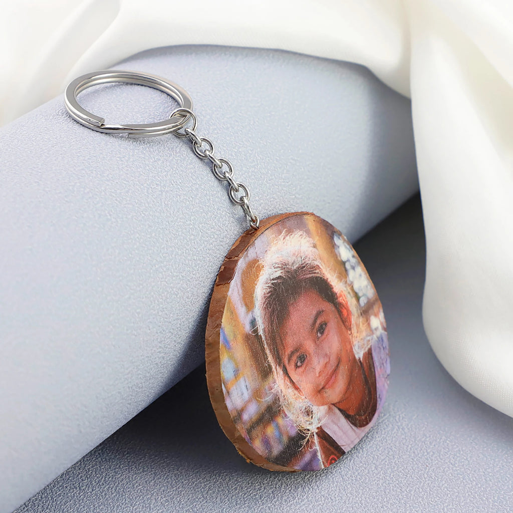 Personalized Engraved Wooden Keychain With Photo Printing Keyring