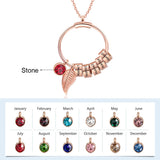 Personalized Engraving Bead Necklace with Birthstone - Family Gift