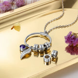 Personalized Engraving Bead Necklace with Birthstone - Family Gift