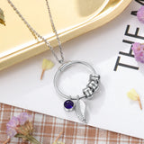 Personalized Engraving Bead Necklace with Birthstone - Family Gift