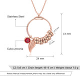 Personalized Engraving Bead Necklace with Birthstone - Family Gift