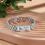 Personalized 2 Names Bracelet with Photo Stainless Steel Chain