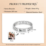Personalized 2 Names Bracelet with Photo Stainless Steel Chain