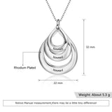 Personalized Engraving Water Drop Necklace Engraved Necklaces Gift for Family