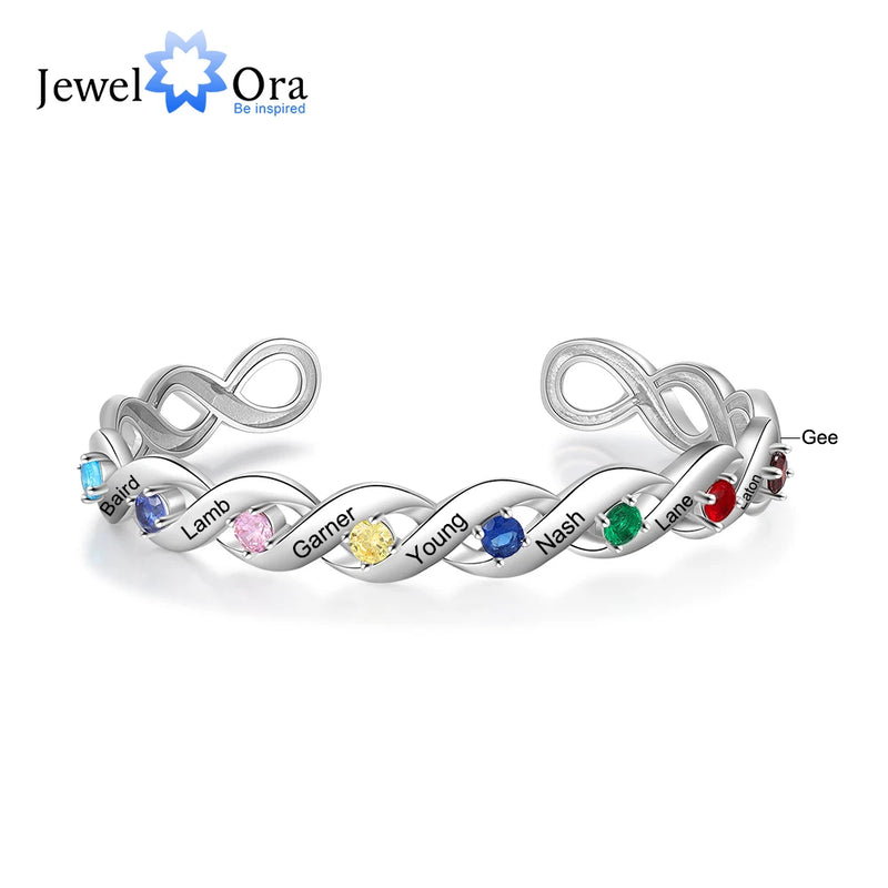 Custom Engraved Infinity Bracelet for Mother, Endless Love Bangle for Women