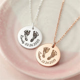 Engraved Baby Footprint Name Necklace for Mom