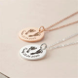 Engraved Baby Footprint Name Necklace for Mom