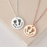 Engraved Baby Footprint Name Necklace for Mom
