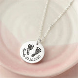 Engraved Baby Footprint Name Necklace for Mom