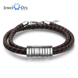 Personalized Engraving Leather Bracelet Name Bead Bracelet Men Gift