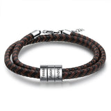 Personalized Engraving Leather Bracelet Name Bead Bracelet Men Gift