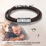 Personalized Engraving Leather Bracelet Name Bead Bracelet Men Gift