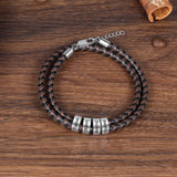 Personalized Engraving Leather Bracelet Name Bead Bracelet Men Gift